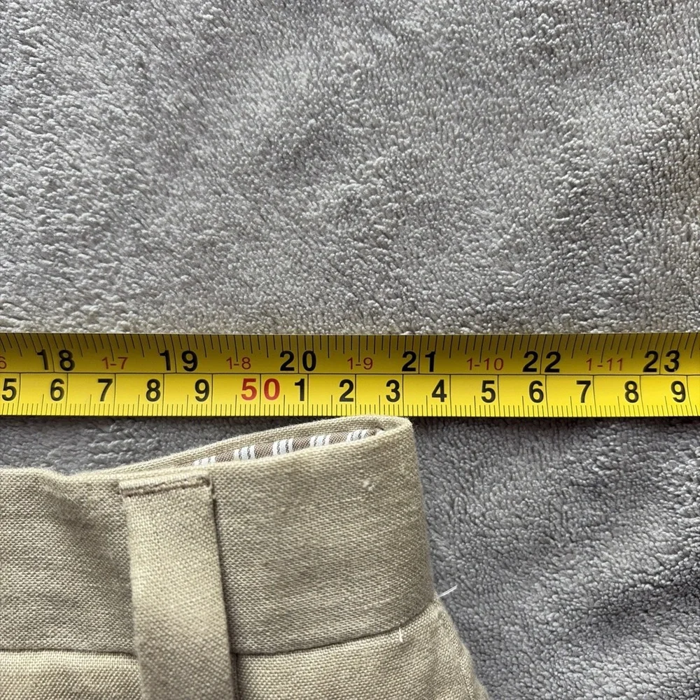 Calvin Klein Pants Mens 42R Beige 100% Linen Dress Trousers Flat Front Summer